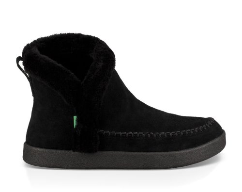 Sanuk Womens Nice Bootah Suede Black Boots | LKRDAN876